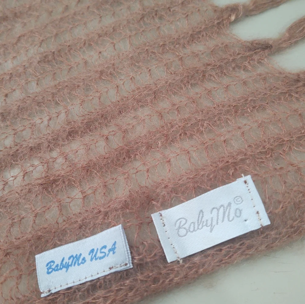 BabyMo Kid Mohair Wide Scarf Tan/Brown